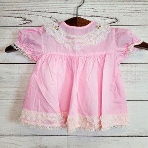 Vintage Toddletime 70's 80's Baby Girl Pink Dress Size 24M US Made